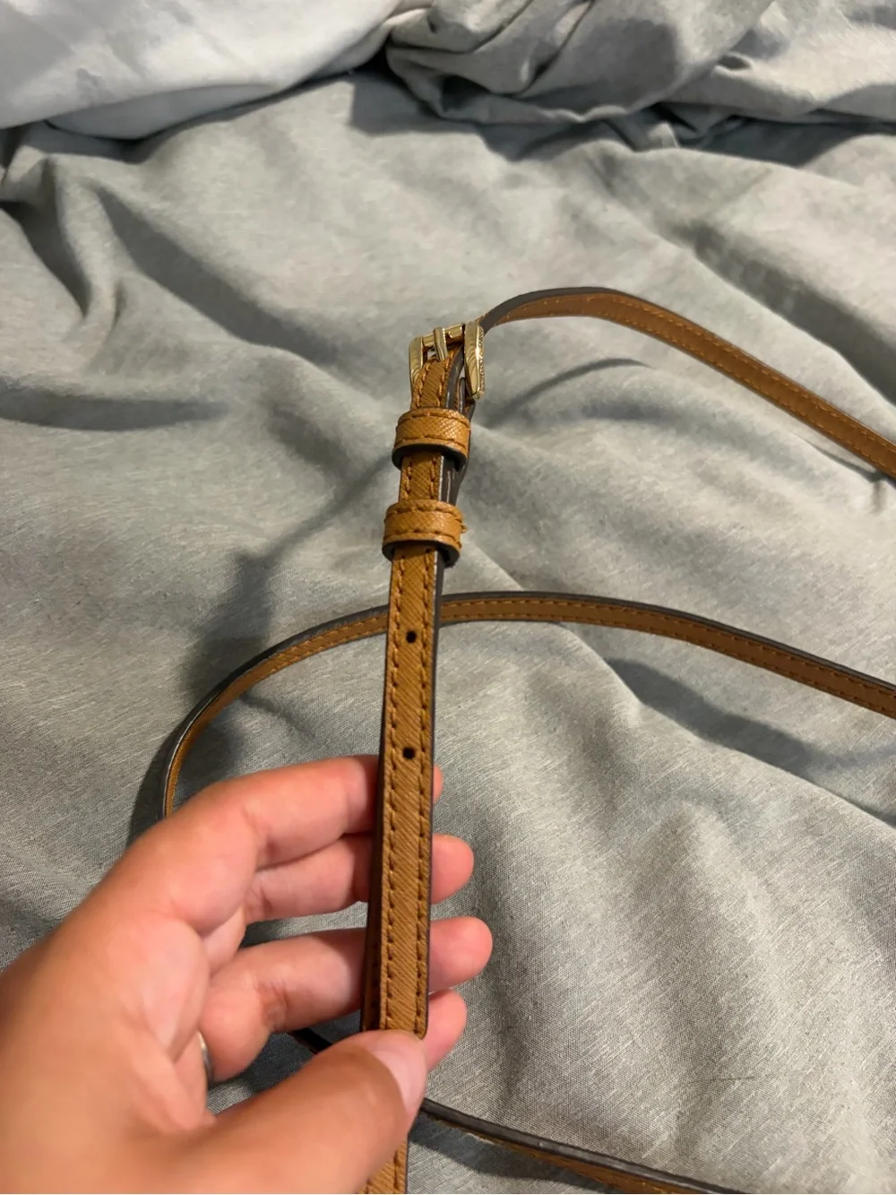 Michael Kors Brown MK Logo Crossbody Wallet with Gold Hardware